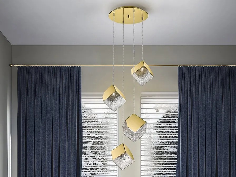 Lustra suspendata cu 4 Pendule design decorativ Priscila aurie