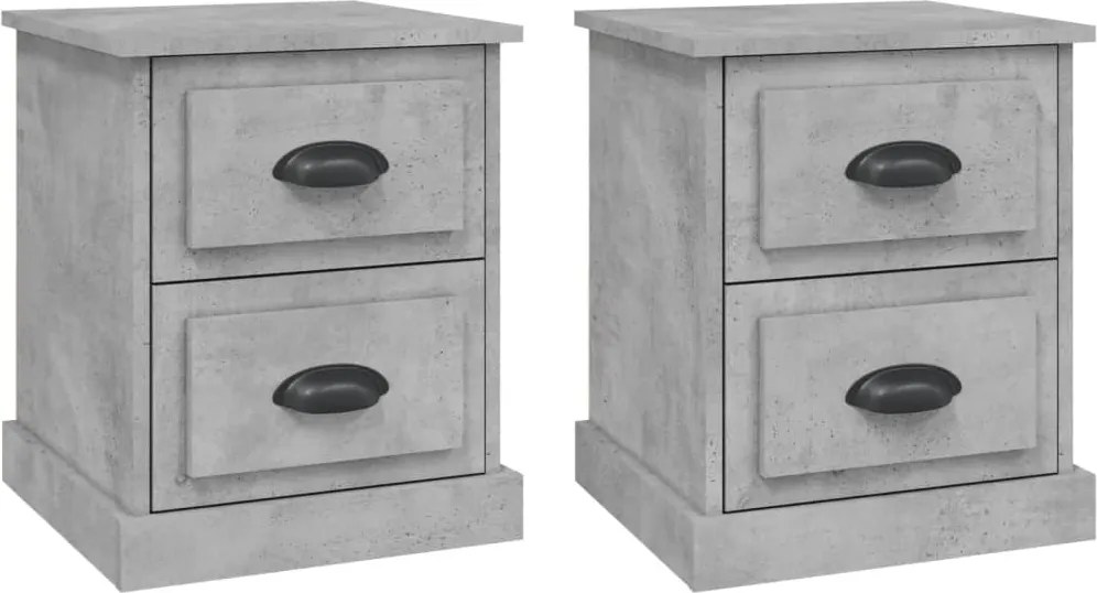 vidaXL Noptiere, 2 buc, gri beton, 39x39x47,5 cm, lemn prelucrat
