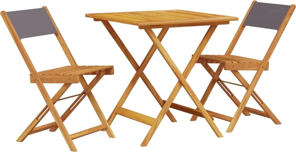 vidaXL Set mobilier bistro, 3 piese, textil antracit/lemn masiv
