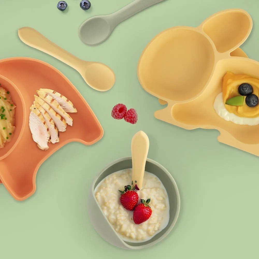 Lingură pentru copii galbenă din silicon – Orion