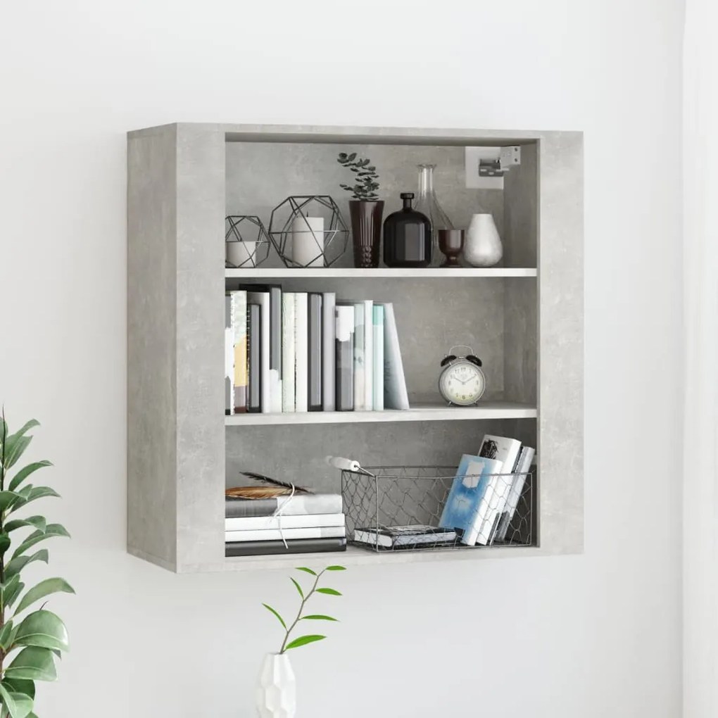 vidaXL Dulap de perete, gri beton, 80x33x80 cm, lemn prelucrat