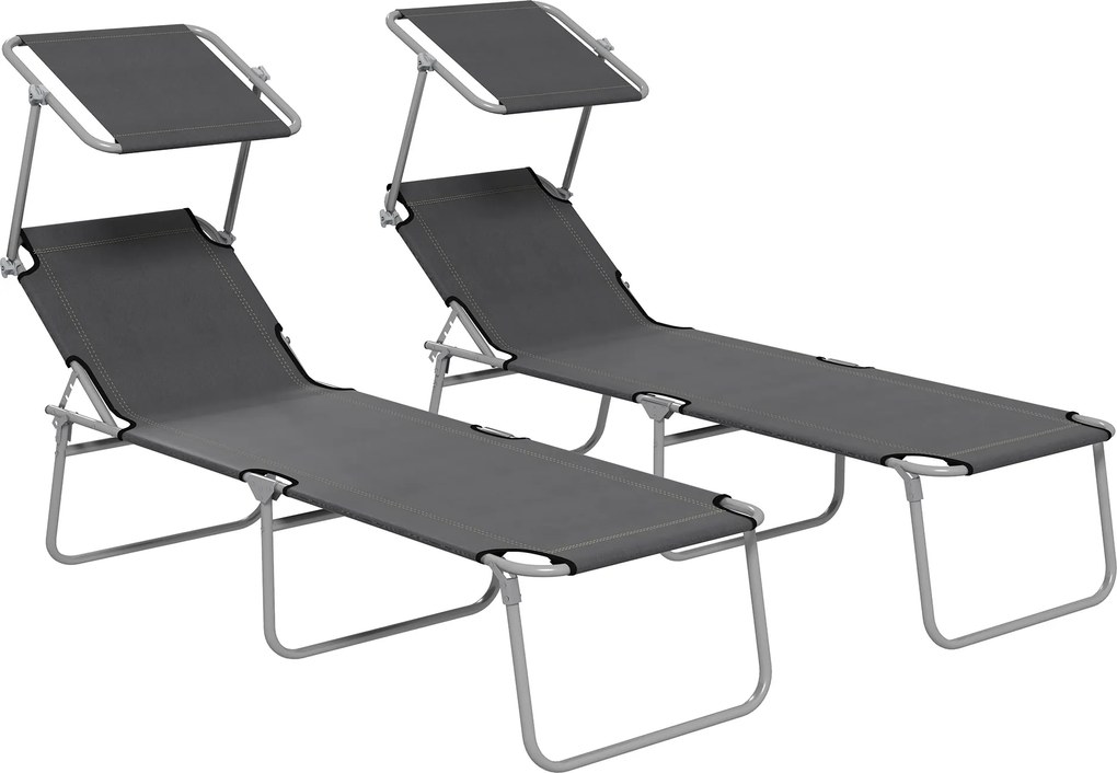 Outsunny Sezlong pentru Gradina cu Baldachin Reglabil, Sezlong pentru Plaja Pliabil Rabatabil pe 4 Niveluri, Bej | Aosom Romania