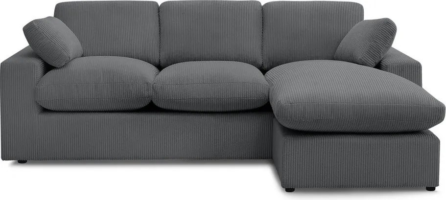 Colțar gri închis cu tapițerie din catifea reiată Belair – Bobochic Paris