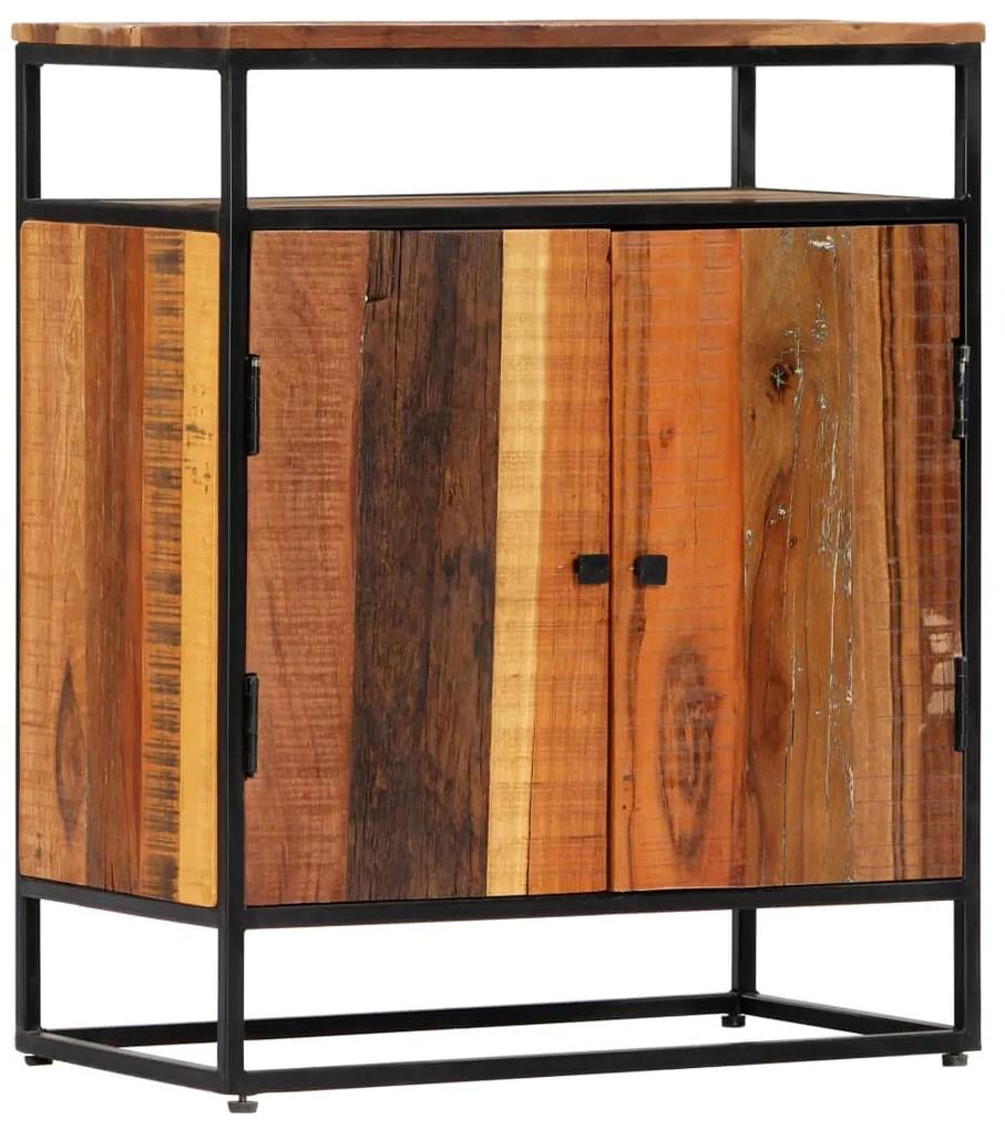 Dulap lateral, 60 x 35 x 76 cm, lemn masiv reciclat si otel