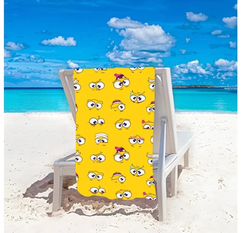 Set de plaja SMILE – prosop 100×180 cm si poncho 80×145 cm, galben