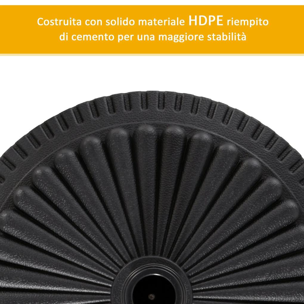 Outsunny Bază pentru Umbrelă de Soare, din Plastic Rezistent, 15kg, Compatibilă cu Stâlpi de Ф35-38-48mm, Negru, Ф49x32cm | Aosom Romania