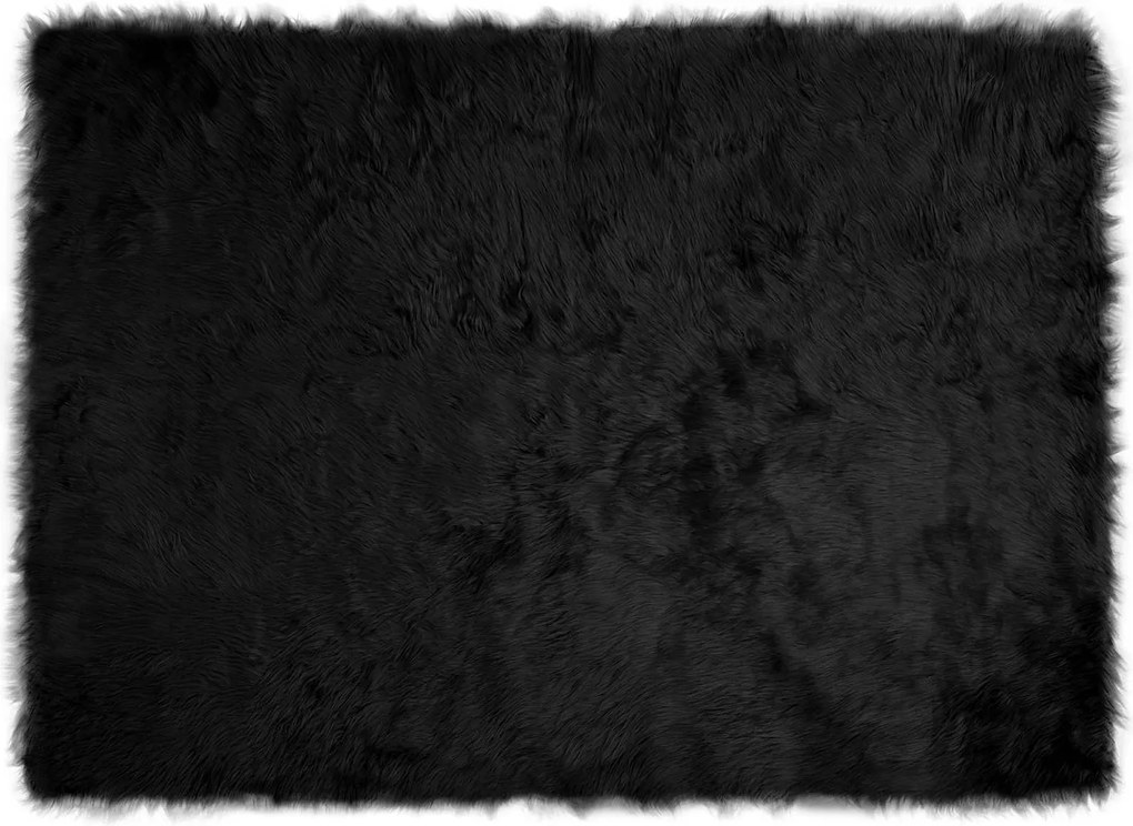 vidaXL Covor din Lână Faux Tafalla Negru 120 x 170 cm Poliester