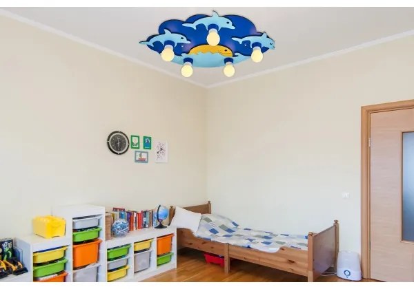 Plafonieră pentru copii LUCCA 5xE27/24W/230V albastră