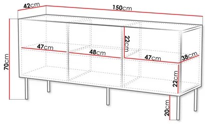Dulap Azanat 150 3D (Nuc warmia + Negru) . 1105914
