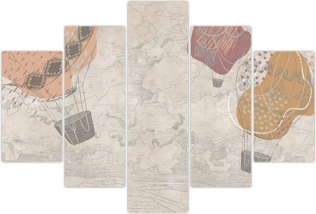 Tablou - Baloane deasupra orașului, nuanțe reci (150x105 cm)