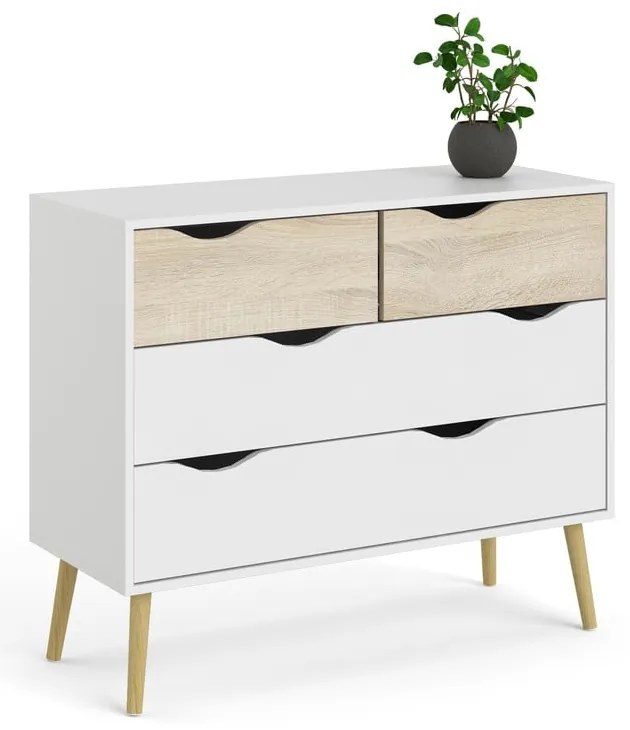 Comodă Tvilum Oslo, 99x82 cm, alb-natural