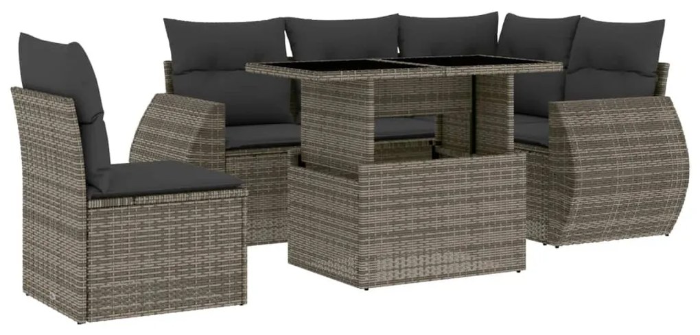 3268540 vidaXL Set mobilier grădină cu perne, 6 piese, gri, poliratan