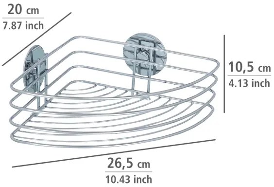WENKO 18913100 - Poliță TURBO-LOC rotundă din oțel, 26,5 x 20 cm, crom lucios