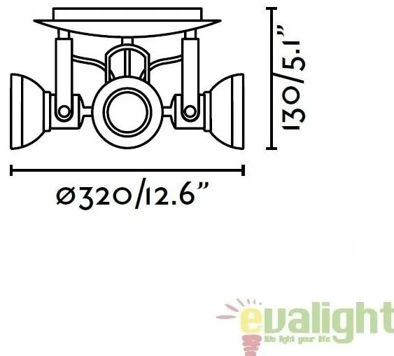 Plafoniera cu 4 spoturi cu iluminat, alb, RING 40559