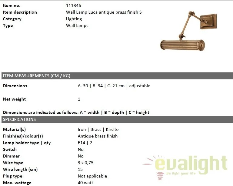 Aplica LUX oglinda sau tablou Luca S, alama antic 111846 HZ