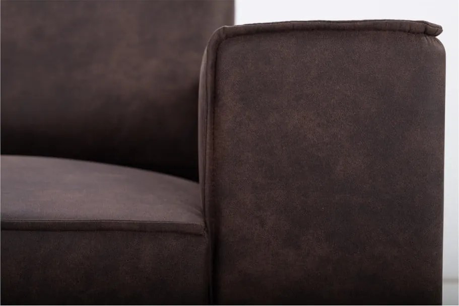 Colțar maro cu tapițerie din imitație de piele (colț pe partea stângă ) Copenhagen – Scandic