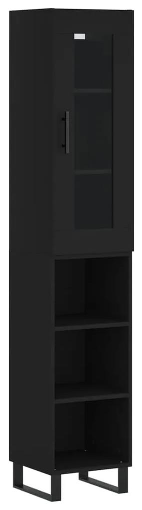 3199386 vidaXL Dulap înalt, negru, 34,5x34x180 cm, lemn prelucrat