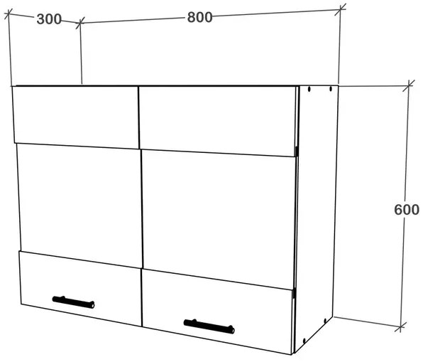 Corp Superior Karo, 2 Usi, cu sticla, Alb, 80 x 30 x 60 cm
