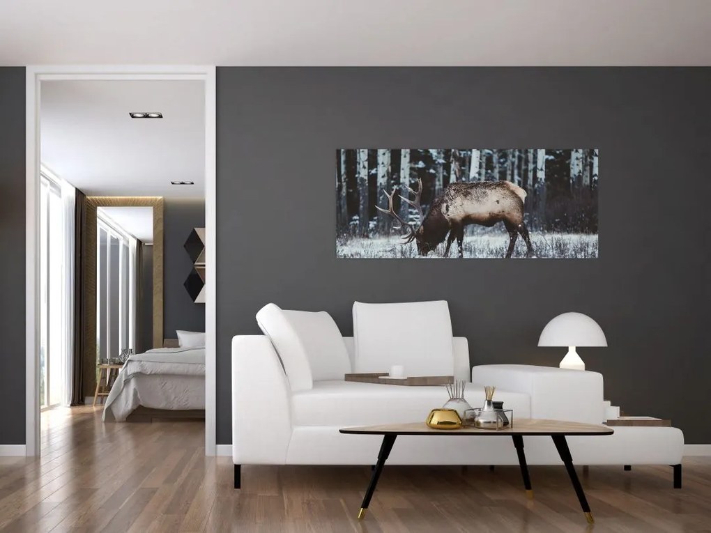 Tablou - cerbul iarna (120x50 cm)