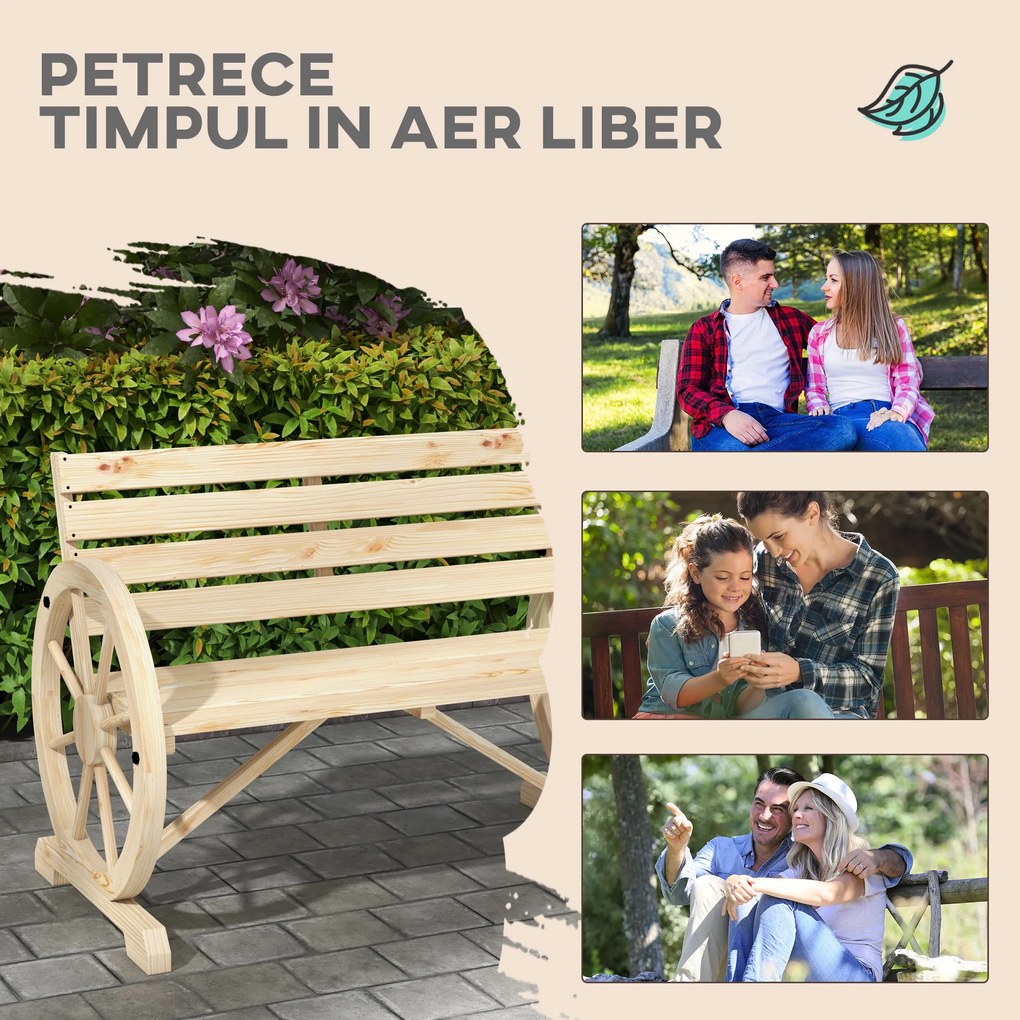 Outsunny Banca Country Fonta 127×60×85 cm – 2‑locuri cu Cotiere Rotative Neagra | Aosom Romania