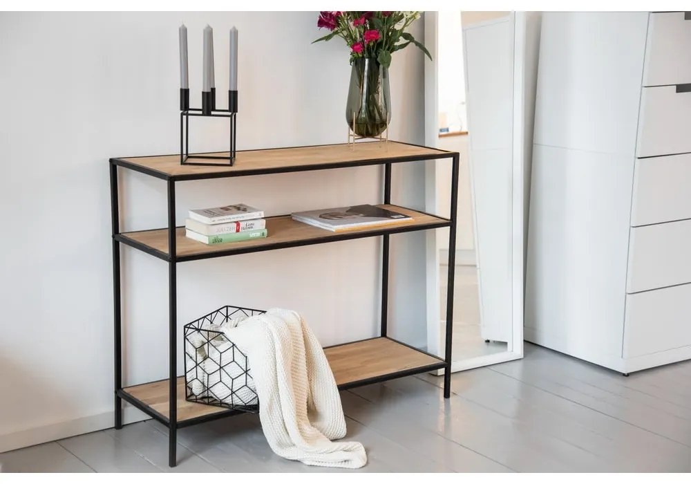 Masă consolă în culoare naturală din lemn masiv de pin 35x100 cm Geo – Wenko