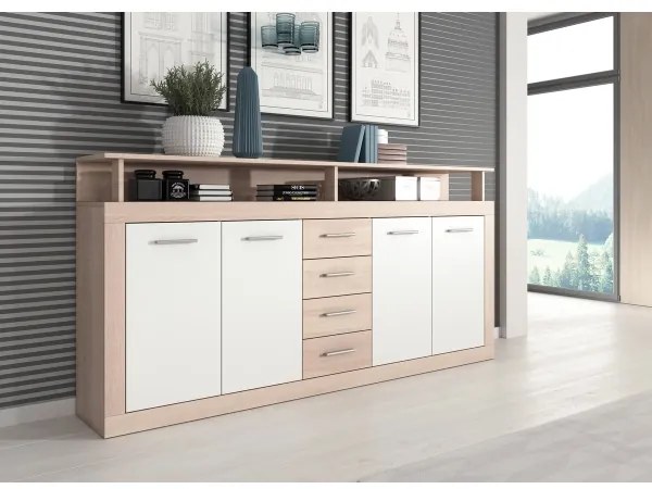 Comodă RUNA stejar sonoma/albă