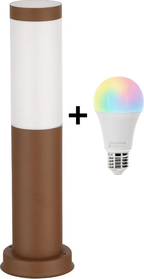 Brilagi - Lampă LED RGBW de exterior, soclu 1x E27, 15 W, 230 V, 40 cm, IP44, maro
