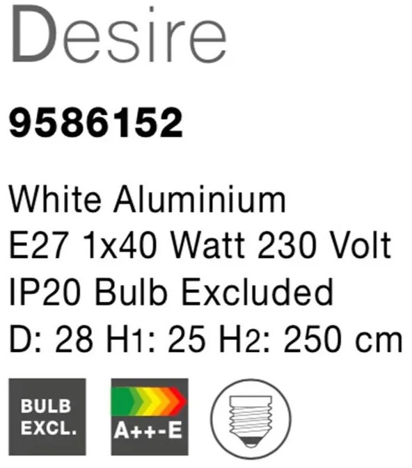Pendul design modern 28cm Desire alb NVL-9586152