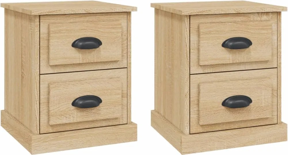 vidaXL Noptiere, 2 buc., stejar sonoma, 39x39x47,5 cm, lemn prelucrat