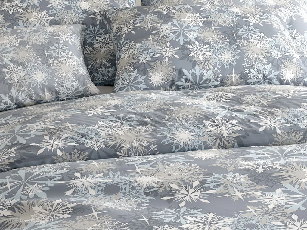 Lenjerie de pat din microfibra flanel SNOWFLAKE albastru-gri Dimensiune lenjerie de pat: 70 x 90 cm | 140 x 220 cm