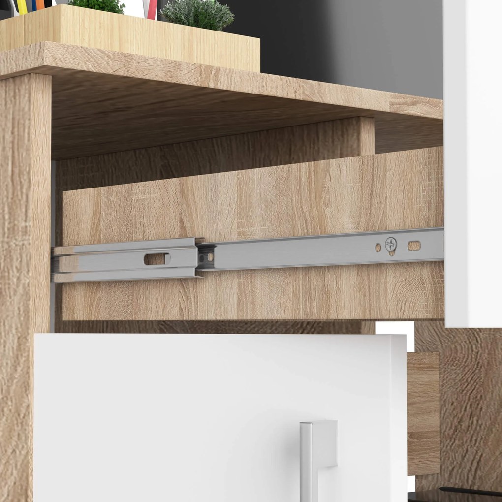 Masă PC Jocosa (stejar sonoma + alb). 1117043