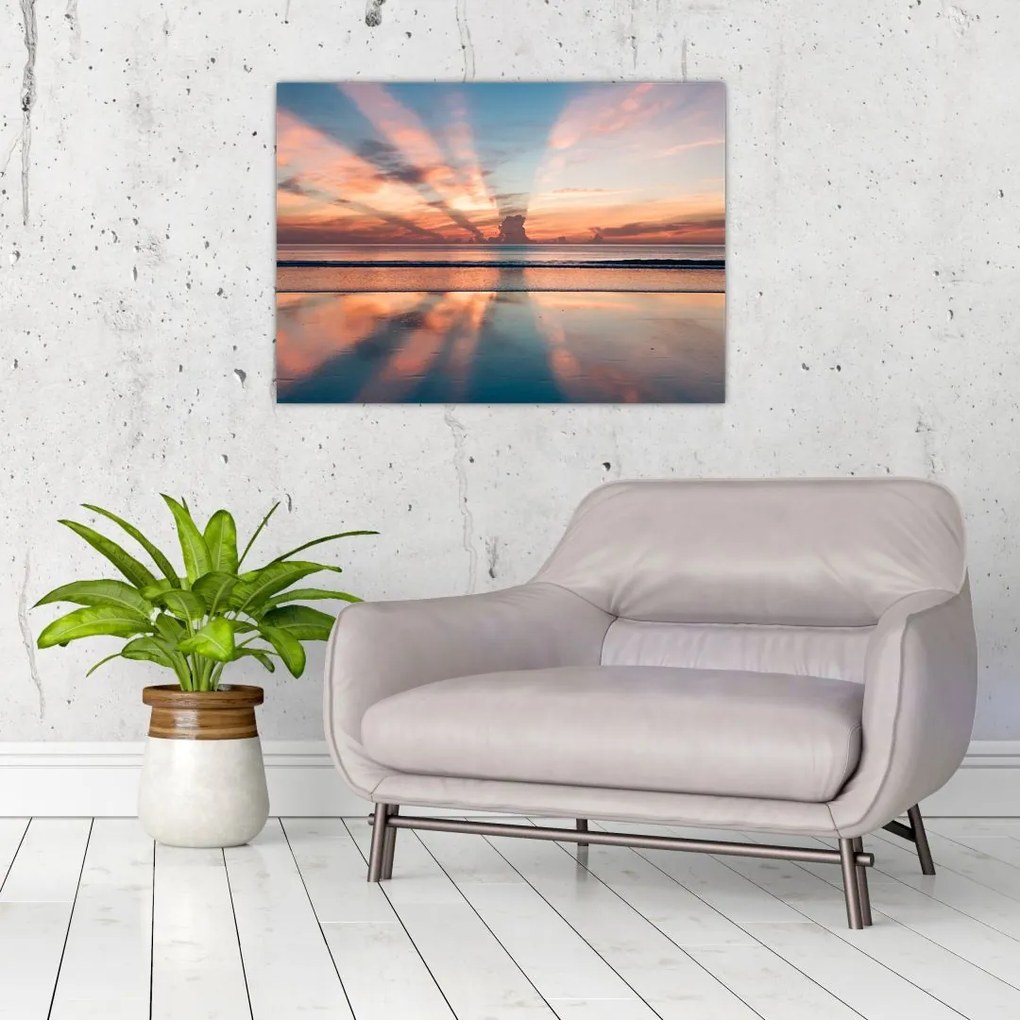 Tablou cu razele solare deasupra plajei Dayton (70x50 cm)