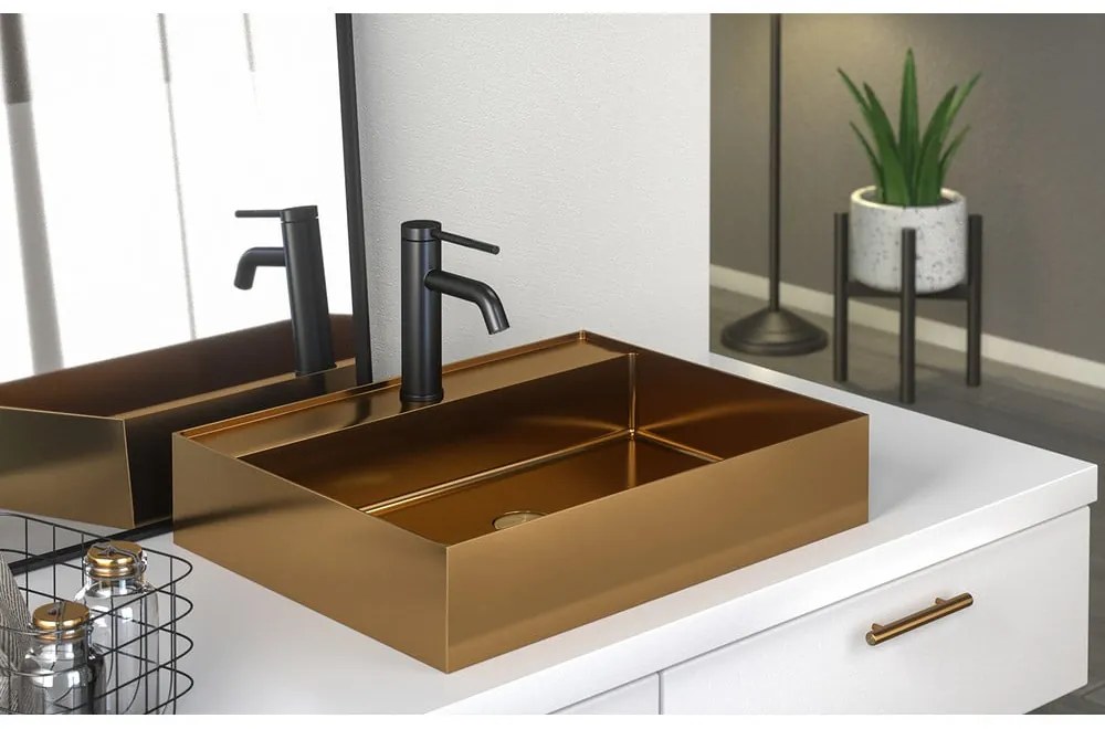 Chiuvetă arămie din oțel inoxidabil 55x42 cm Aurum – Sapho