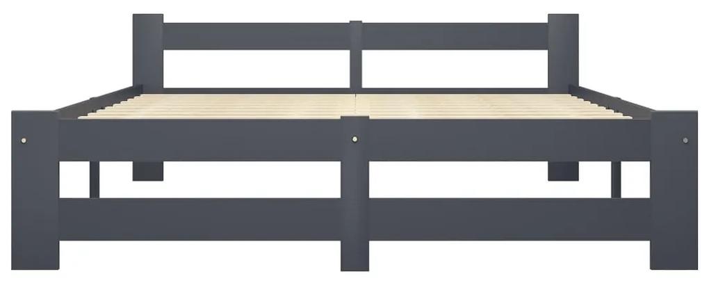 Cadru de pat, gri inchis, 160 x 200 cm, lemn masiv de pin Morke gra, 160 x 200 cm