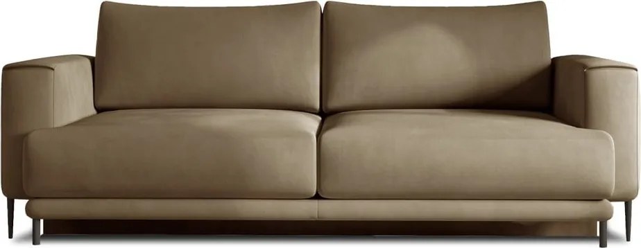 Canapea maro deschis extensibilă/cu spațiu de depozitare cu tapițerie din catifea 260 cm Dalia – ELTAP