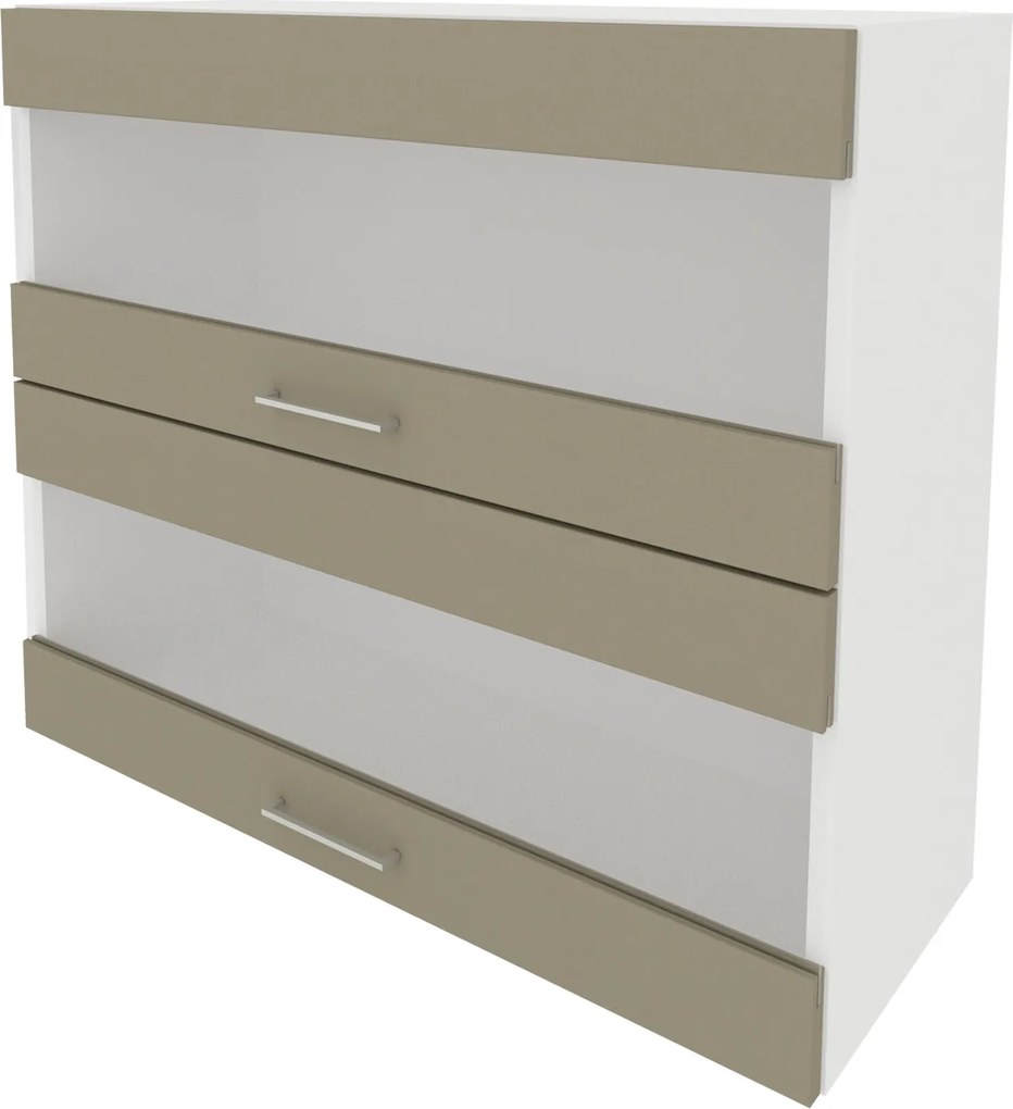 Corp Superior Lecce, 2 Usi, cu sticla, Taupe/Alb, 80 x 30 x 65 cm