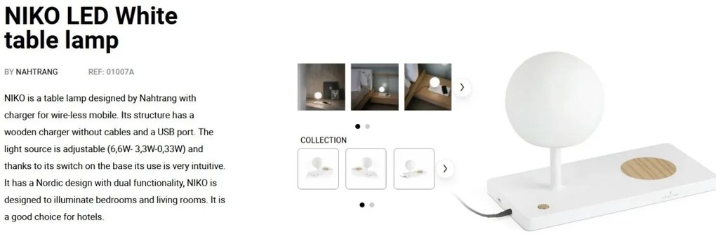 Veioza LED / Lampa de masa ultramoderna USB / Wireless charger NIKO