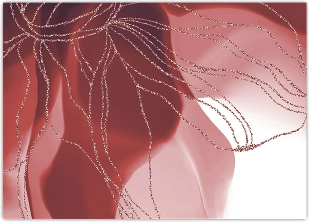 Tablou pe sticlă - Floare abstractă roșie N⁰1 (70x50 cm)