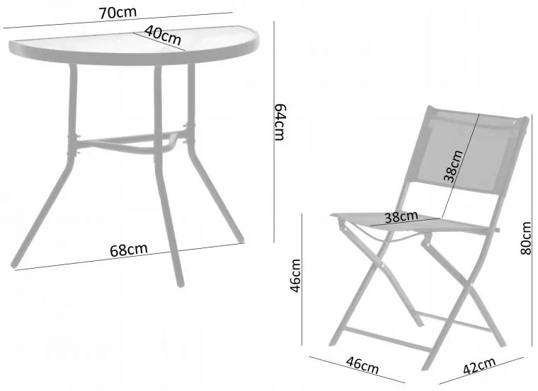 Set de mobilier de balcon în negru