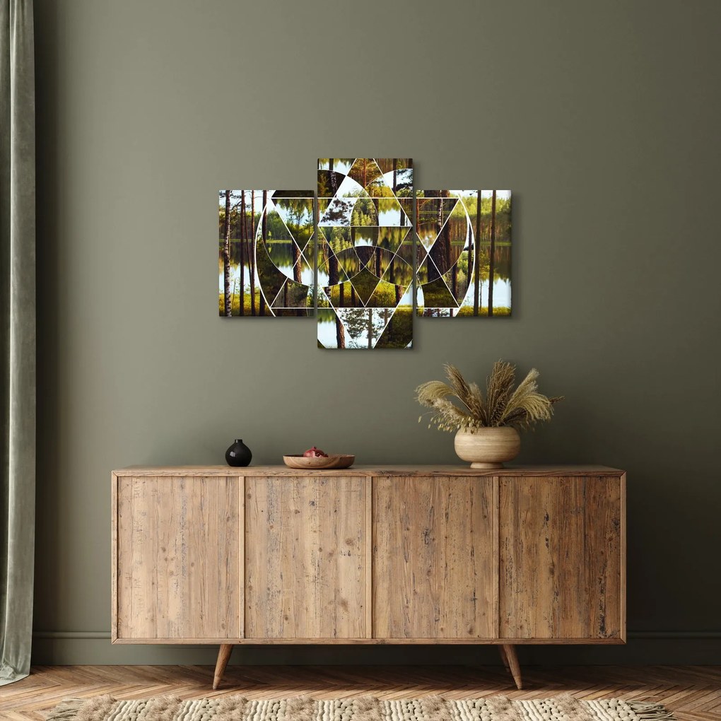 Tablou - Colaj geometric pe fundalul pădurilor nordice (90x60 cm)
