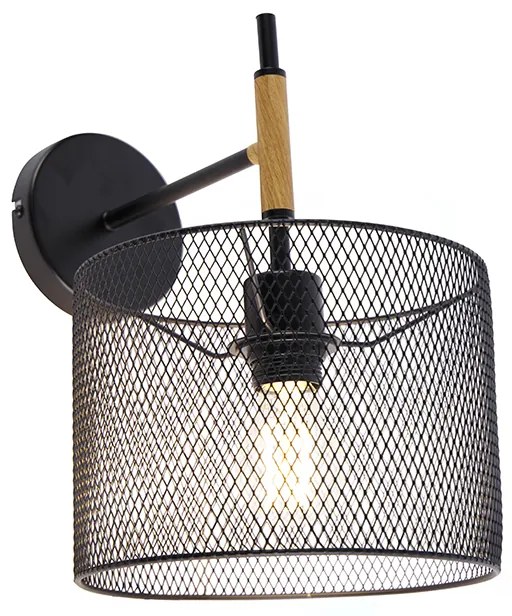 Aplica de perete industriala neagra - Drum Mesh