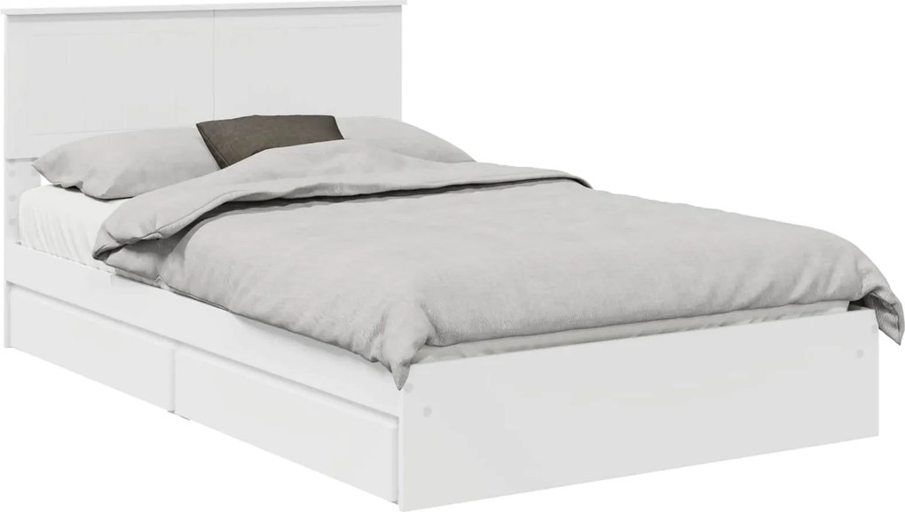 vidaXL Pat cu storage cu headboard Alb 120 x 190 cm Lemn compozit