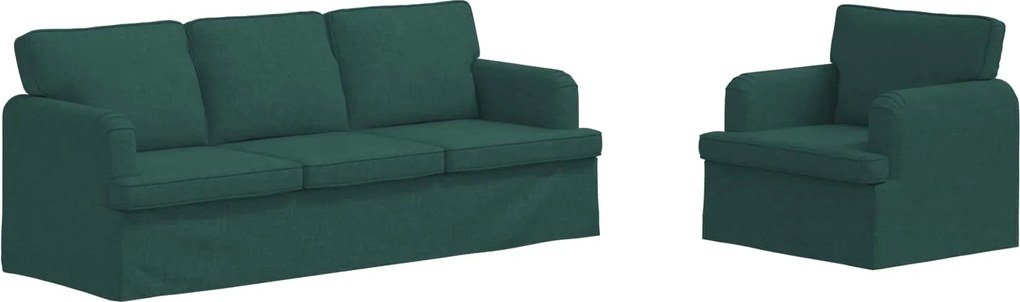 vidaXL Set de canapea 2 pcs Verde închis 144 x 80 x 85 cm țesătură