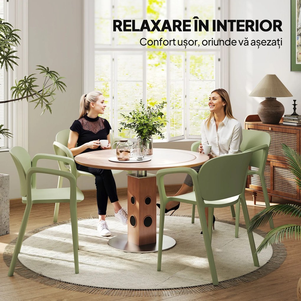 Outsunny Set de 4 Scaune Suprapozabile pentru Grădină, 60x56x75 cm, Verde | Aosom Romania