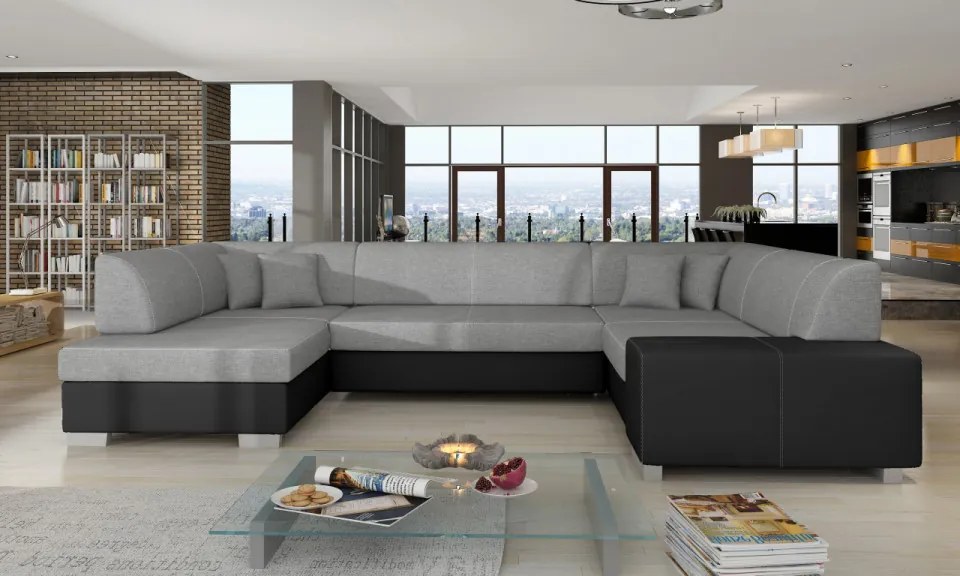 Canapea modulara cu spatiu pentru depozitare, 320x73x207 cm, Havana L02, Eltap (Culoare: Negru / Alb)