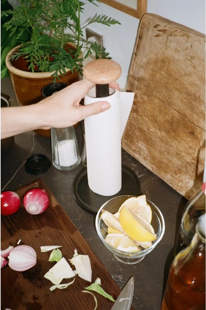 Suport orizontal pentru prosoape de bucătărie din hârtie negru ø 15 cm Paper Pal – Rosendahl