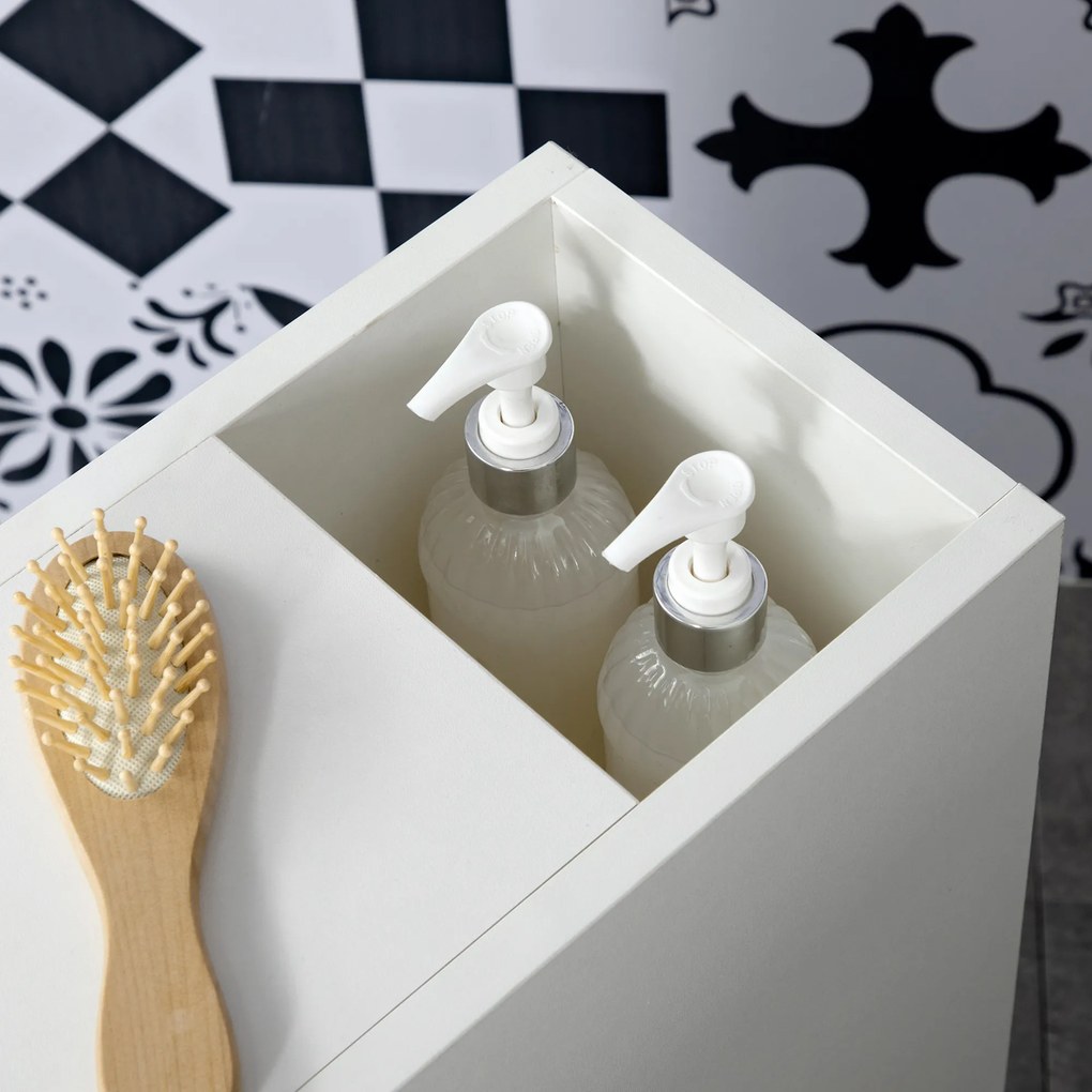 kleankin Suport hârtie igienică - Dulap pentru hârtie igienică - 3 nivele + Orificiu pentru hârtie Panouri aspect alb | Aosom Romania