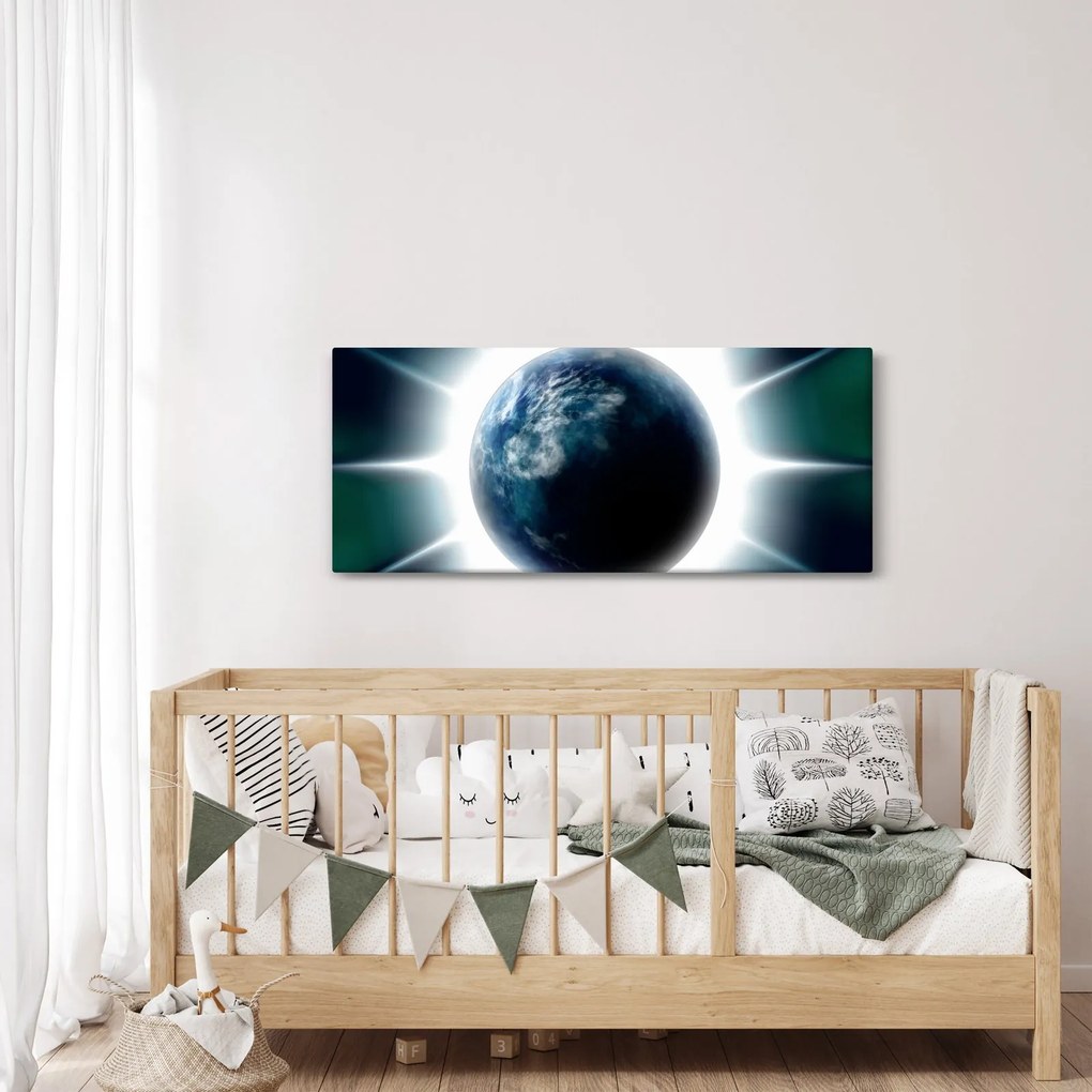 Tablou cu planeta iluminată (120x50 cm)