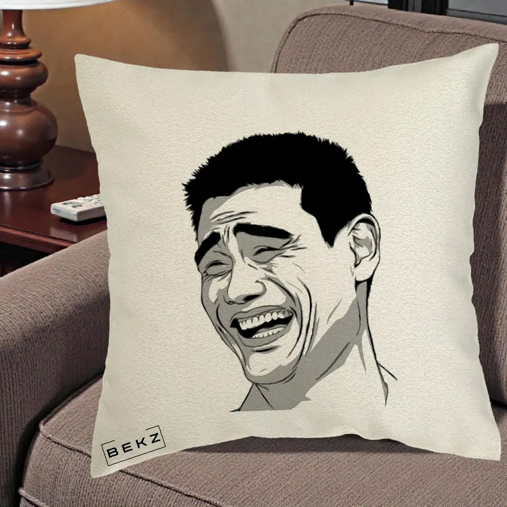 Perna Decorativa Yao Ming Meme, 40x40 cm, Ecru, Husa Detasabila, Perna Inclusa, BEKZ®