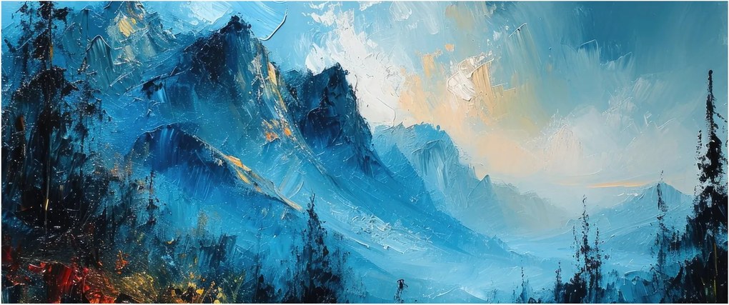 Tablou - Pictura munților (120x50 cm)